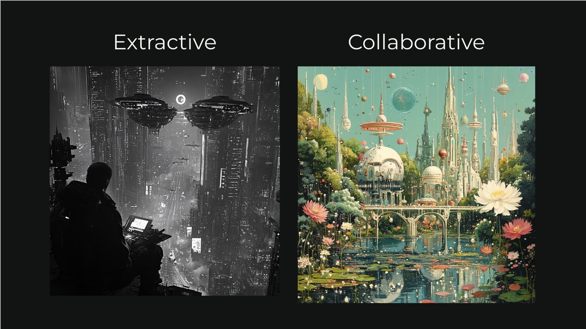 Extractive vs Collaborative — two futures, and the architecture that determines which one we get