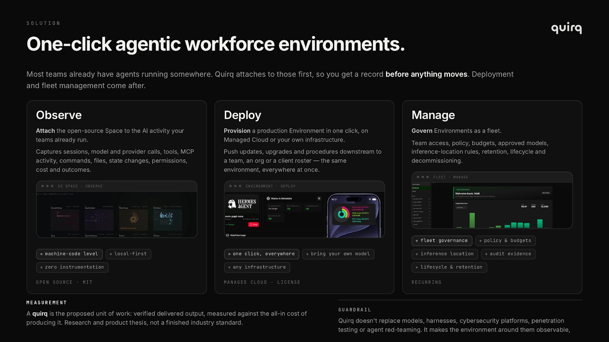 Quirq Environments let companies observe, deploy, and manage agentic workforces.